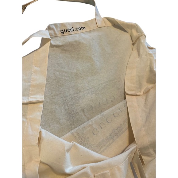 Gucci Cream Cotton Tote Bag Extra Large Logo Shopper Vintage Style - Picture 5 of 6